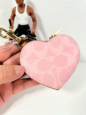‼️LAST ONE Coach Heart Bag Charm In Signature Canvas NWT